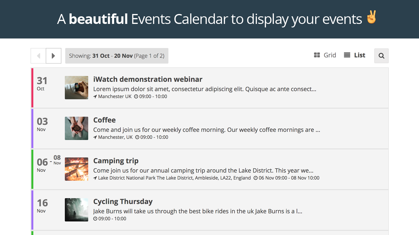 Event calendar app the best way to display events on weebly facebook